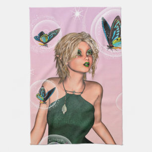 Sparkling Butterfly Fairy Fantasy Art Tea Towel