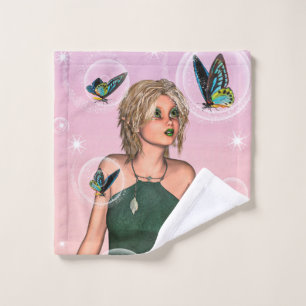 Sparkling Butterfly Fairy Fantasy Art Wash Cloth