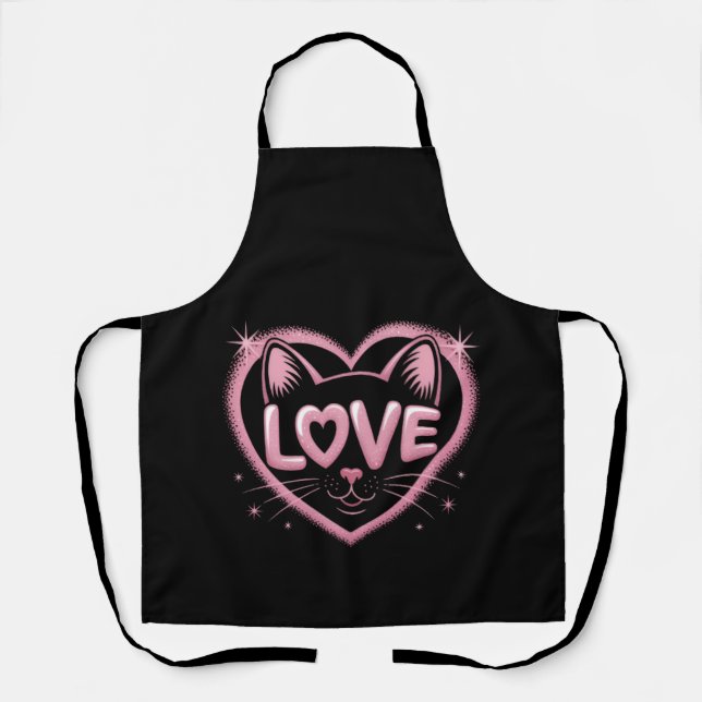 Sparkling Cat Love Apron (Front)