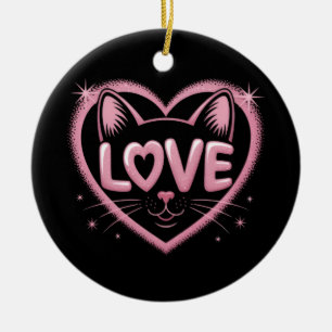 Sparkling Cat Love Ceramic Tree Decoration