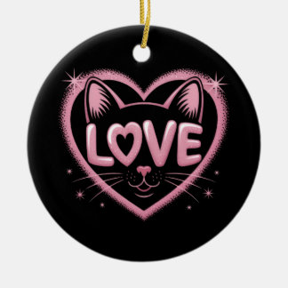 Sparkling Cat Love Ceramic Tree Decoration