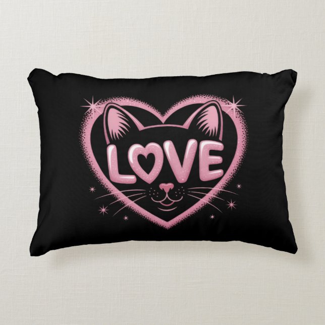 Sparkling Cat Love Decorative Cushion (Front)