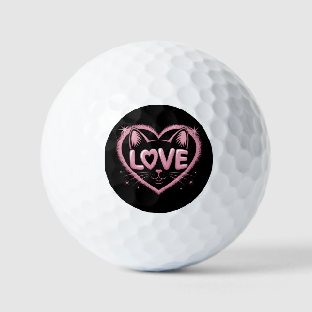 Sparkling Cat Love Golf Balls (Front)