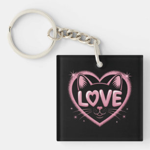 Sparkling Cat Love Key Ring