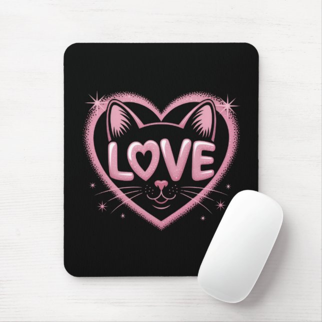 Sparkling Cat Love Mouse Pad (With Mouse)