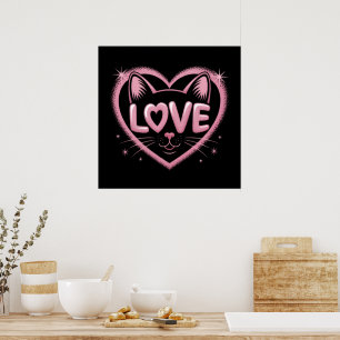Sparkling Cat Love Poster