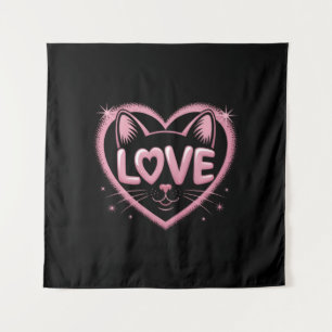 Sparkling Cat Love Tapestry