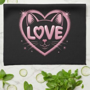 Sparkling Cat Love Tea Towel