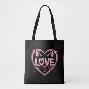 Sparkling Cat Love Tote Bag
