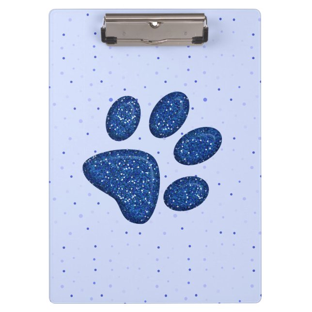 sparkling cat paw print - blue clipboard (Front)