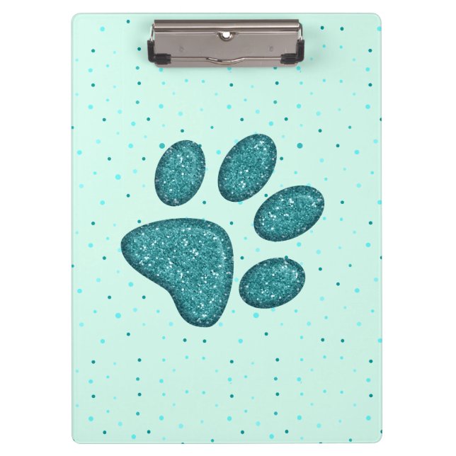 sparkling cat paw print - mint clipboard (Front)