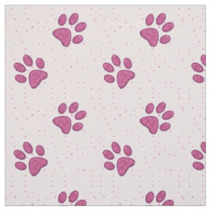 sparkling cat paw print - pink fabric