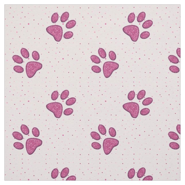 sparkling cat paw print - pink fabric (Swatch)