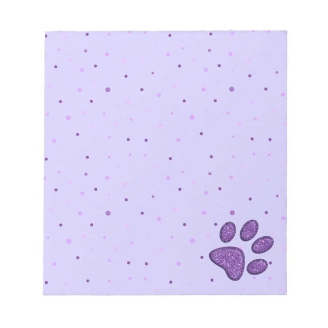 sparkling cat paw print - purple notepad (Front)