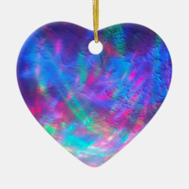 Sparkling Ceiling wave Ceramic Heart Ornament (Front)