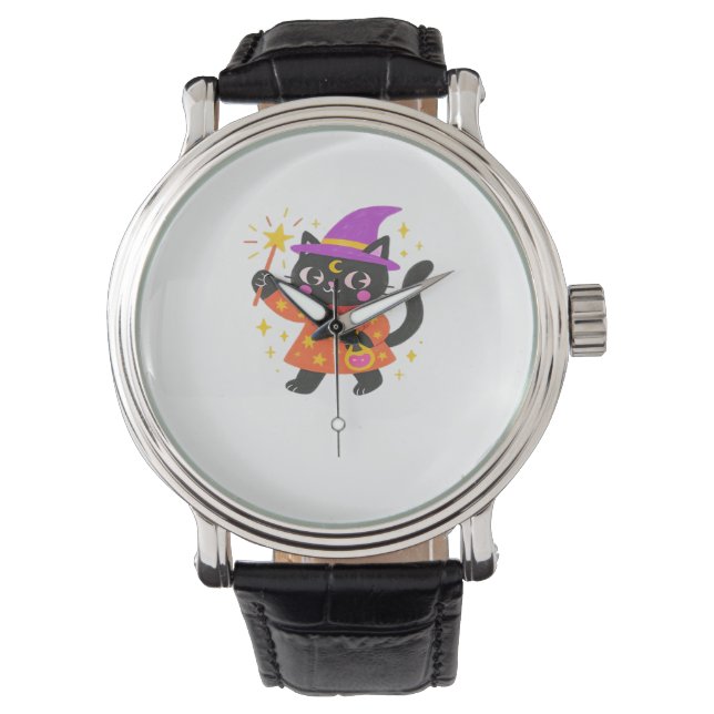 Sparkling Celestial Kitty Witch Classic T-Shirt Watch (Front)