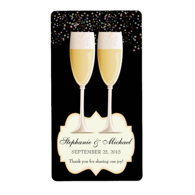 Sparkling Champagne Wedding Favour Wine Labels (Front)