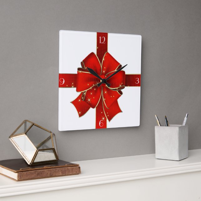 Sparkling Christmas Bow Clock (Office)