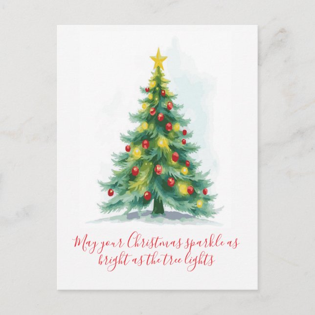 Sparkling Christmas Tree Holiday Postcard (Front)