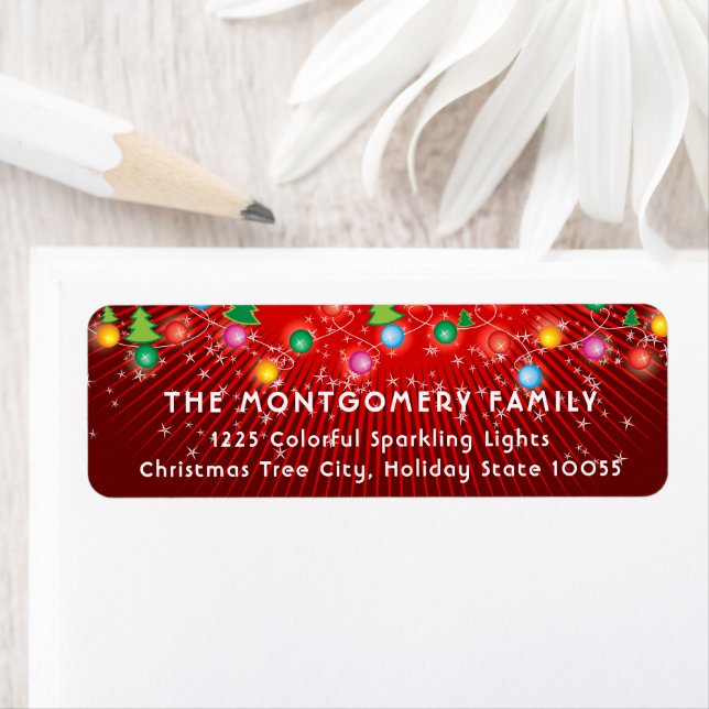 Sparkling Christmas Tree Lights Return Address (Insitu)