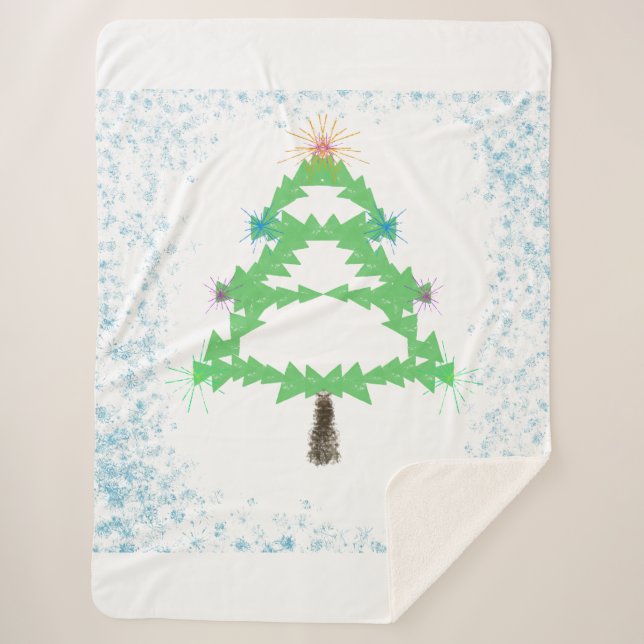 Sparkling Christmas Tree Sherpa Blanket (Front)