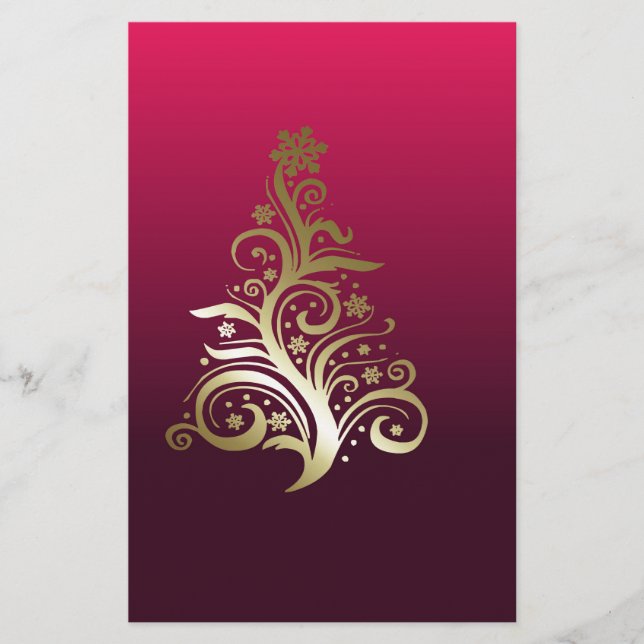 Sparkling Christmas tree Stationery (Front)