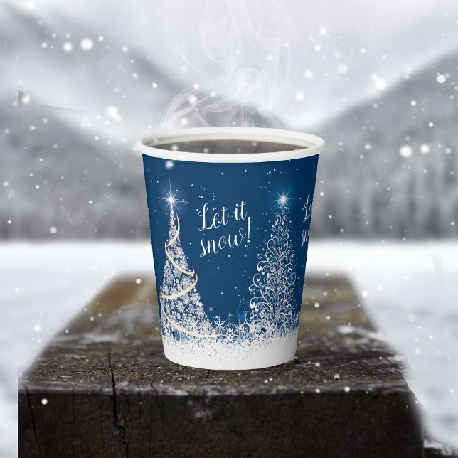 Sparkling Christmas Trees Blue ID843 Paper Cups (Creator Uploaded)