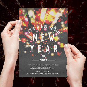 Sparkling City Night Lights New Year's Eve Party Invitation