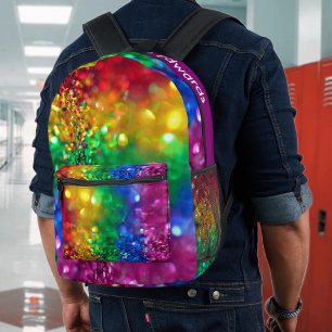 Sparkling Colour Burst Rainbow Sequin Customisable Printed Backpack