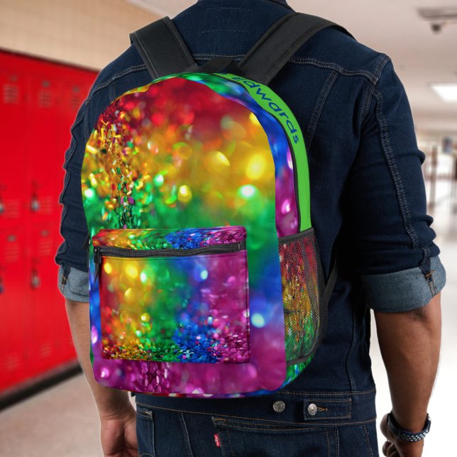 Sparkling Colour Burst Rainbow Sequin Customisable Printed Backpack (Creator Uploaded)