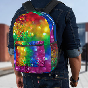 Sparkling Colour Burst Rainbow Sequin Customisable Printed Backpack
