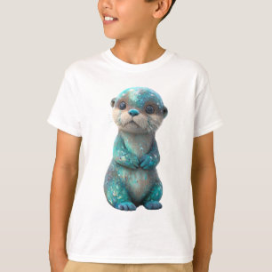 Sparkling Cosmic Galaxy Otter Kids T-Shirt