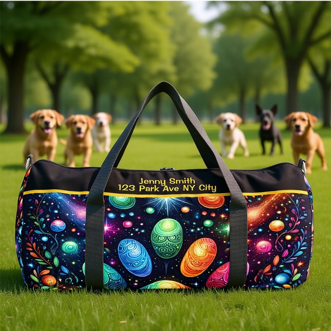 Sparkling Cosmos Artistic Travel Monogram Personal Duffle Bag (Creator Uploaded)