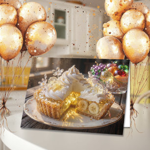 Sparkling Crystal Banana Cream Pie Happy Birthday Card