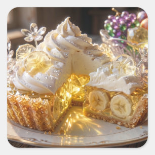 Sparkling Crystal Banana Cream Pie Square Sticker