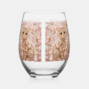 Sparkling Crystal Cute Cat Aesthetic Drinking Glas Stemless Wine Glass