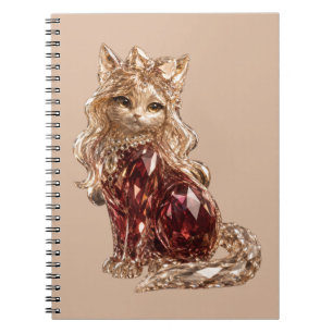 Sparkling Crystal Cute Cat Golden Pink Notebook