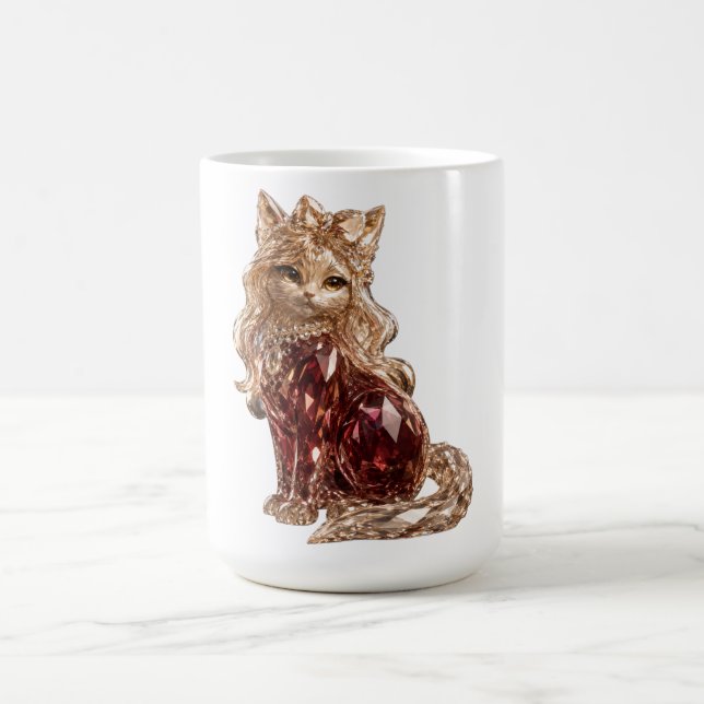 Sparkling Crystal Cute Cat Luxury  Coffee Mug (Center)