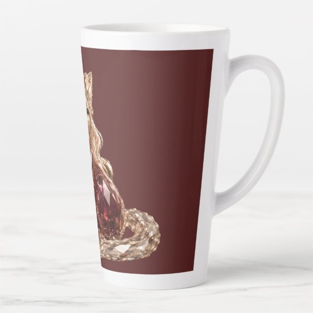 Sparkling Crystal Cute Cat Luxury  Latte Mug (Right)