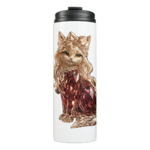 Sparkling Crystal Cute Cat Luxury Thermal Tumbler