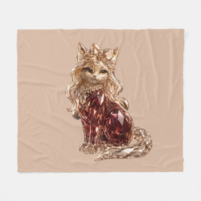 Sparkling Crystal Cute Cat Throw Blanket Luxury  (Front (Horizontal))
