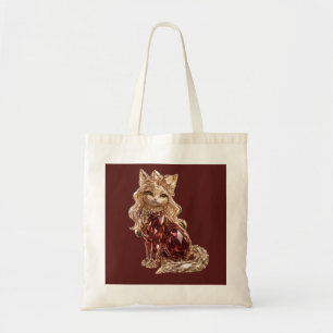 Sparkling Crystal Cute Cat Tote Bag Luxury Golden