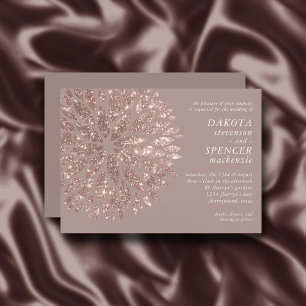 Sparkling Dahlia   Taupe Blush Rose Gold Wedding I Invitation