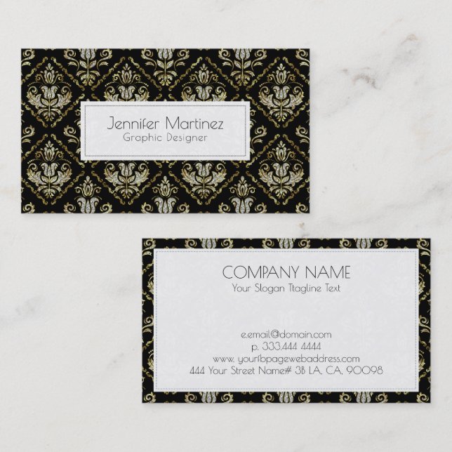 Sparkling damasks pattern business card (Front/Back)