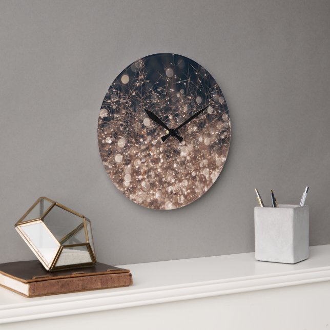 Sparkling Dew drops in Earth Tones Large Clock (Office)