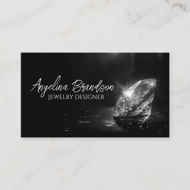 Sparkling Diamond Jeweller Crystal Jewellery Desig Business Card (Front)