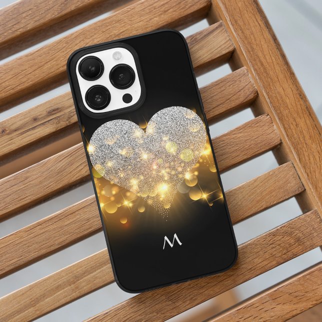 Sparkling Diamonds Heart Black And Lights Monogram Case-Mate iPhone Case (Creator Uploaded)