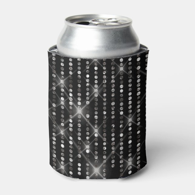 Sparkling Diamonds on Black Can Cooler (Can Front)