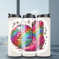 Sparkling Disco Ball Cowboy Boots Thermal Tumbler