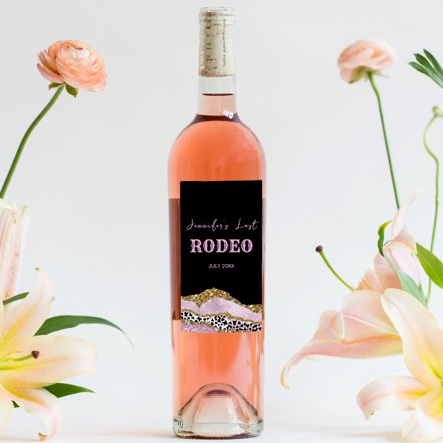 Sparkling Disco cowgirl Bachelorette, gold glitter Wine Label (Creator Uploaded)